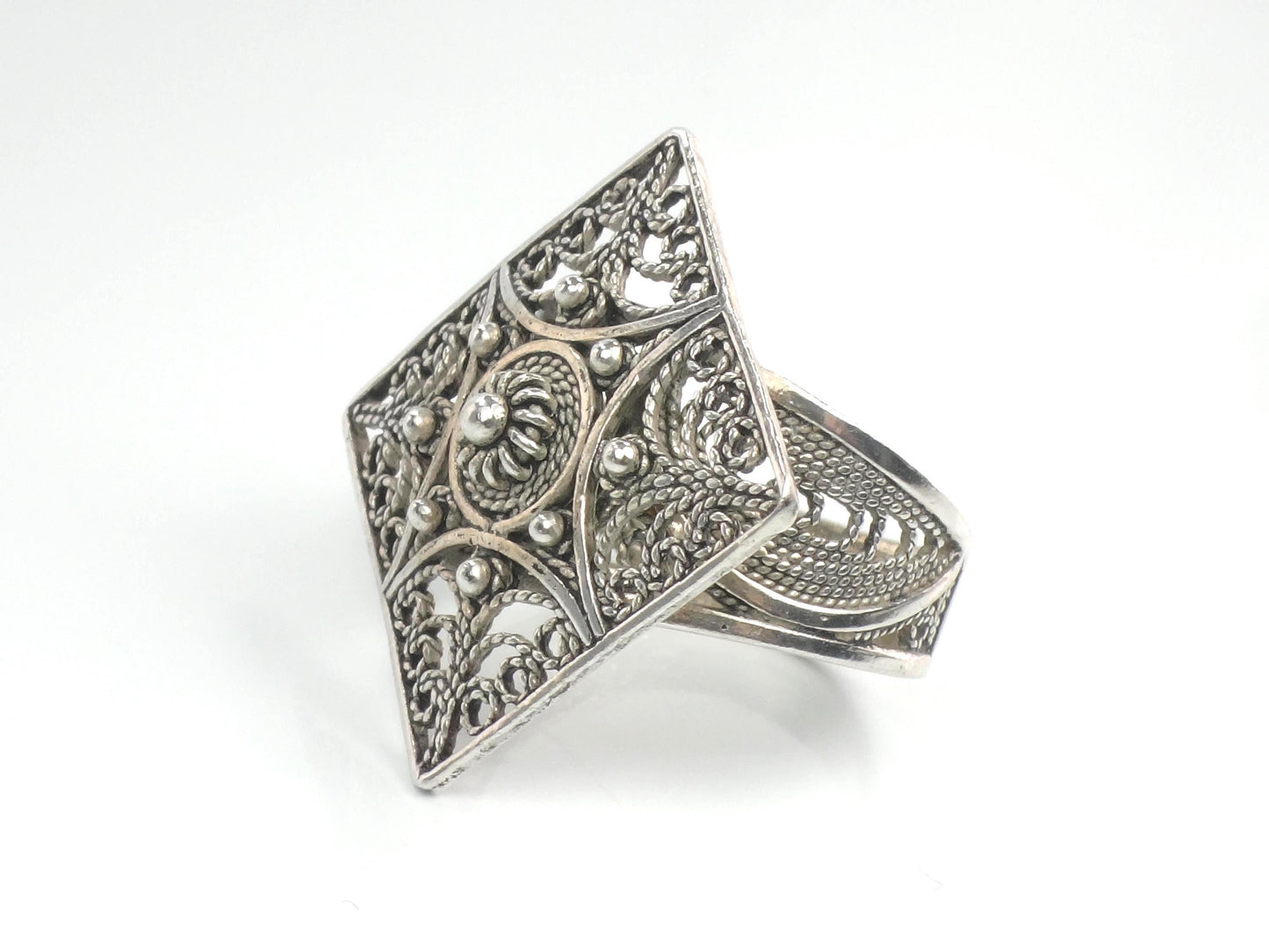 Vintage Filigree Sterling Silver Ring - Size 6.75