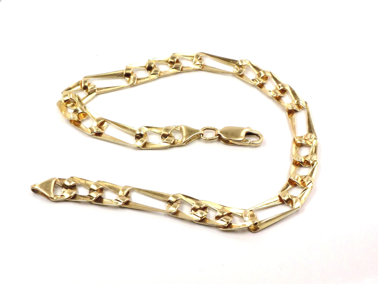 Vintage 14k Gold Fancy Figaro Link Bracelet: Men's 8 3/8"