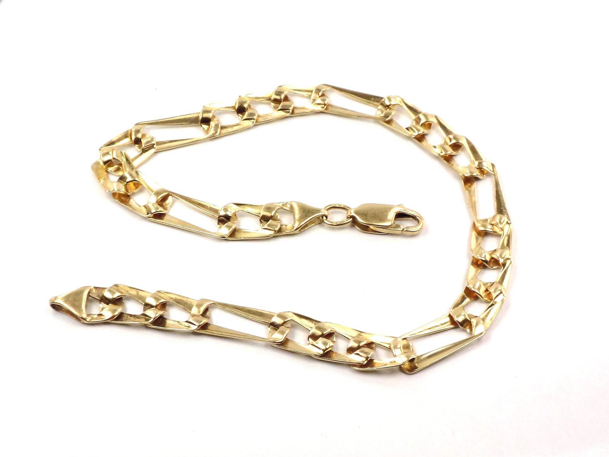 Vintage 14k Gold Fancy Figaro Link Bracelet: Men's 8 3/8"