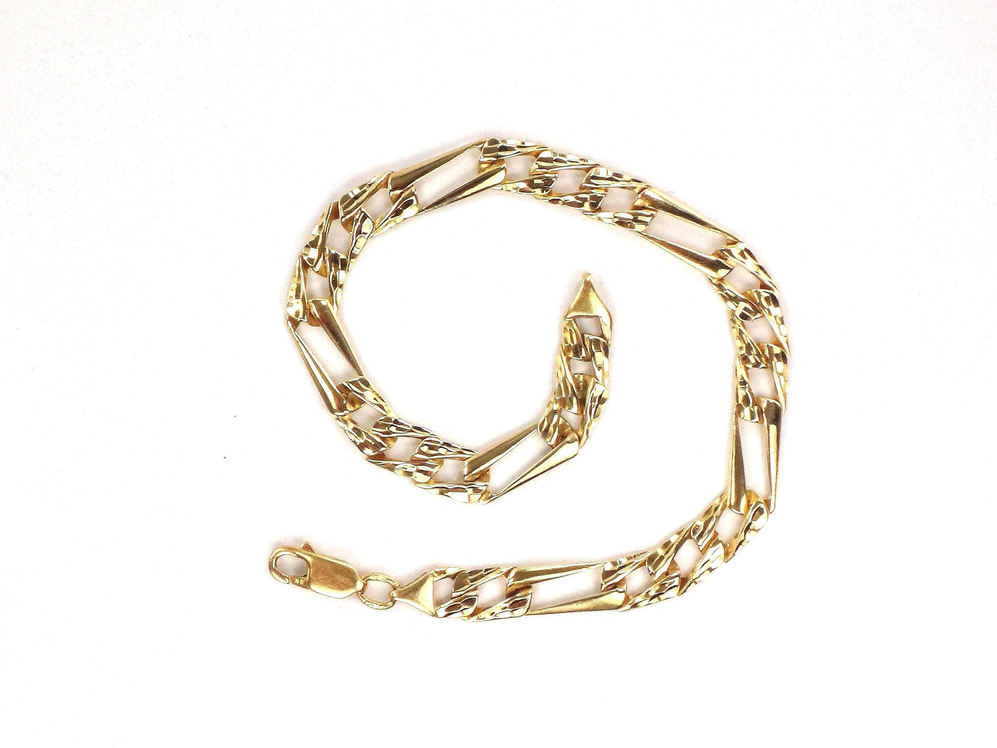 Vintage 14k Gold Fancy Figaro Link Bracelet: Men's 8 3/8"