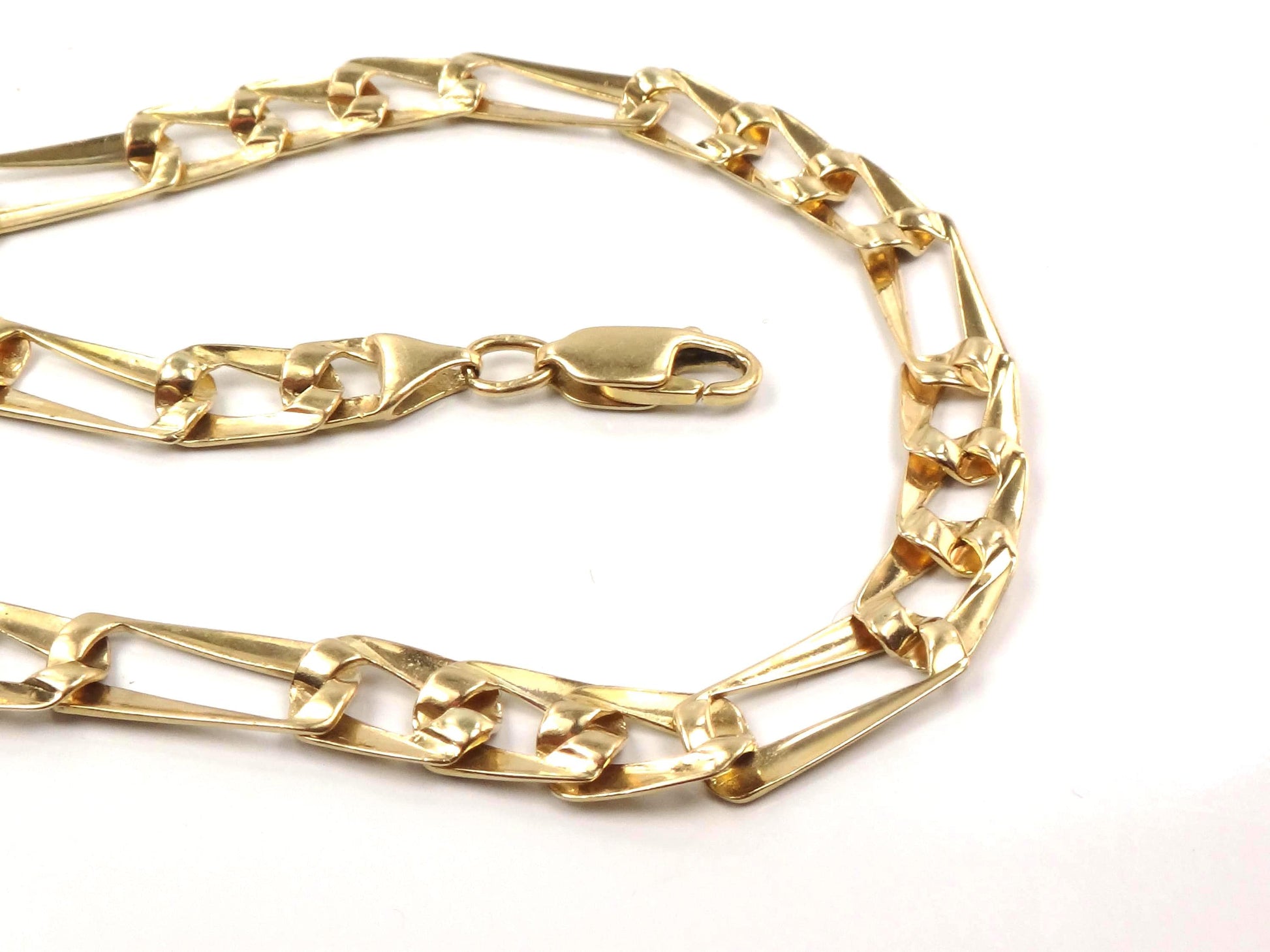 Vintage 14k Gold Fancy Figaro Link Bracelet: Men's 8 3/8"