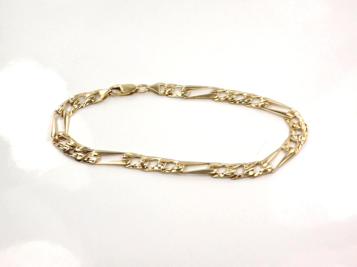 Vintage 14k Gold Fancy Figaro Link Bracelet: Men's 8 3/8"
