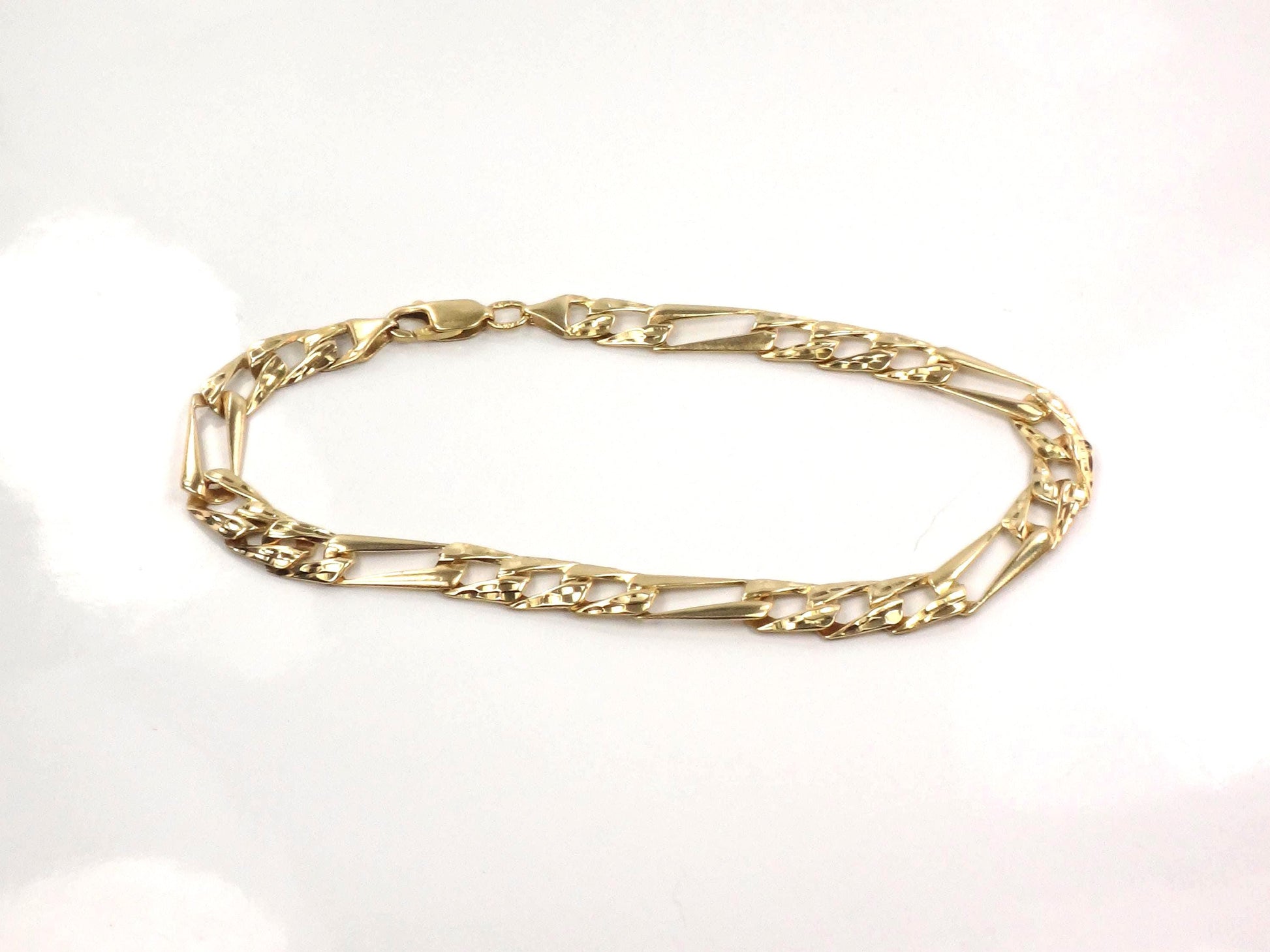 Vintage 14k Gold Fancy Figaro Link Bracelet: Men's 8 3/8"