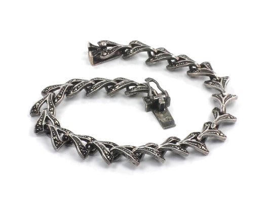 Vintage Sterling Silver Marcasite Bracelet, 6.75"