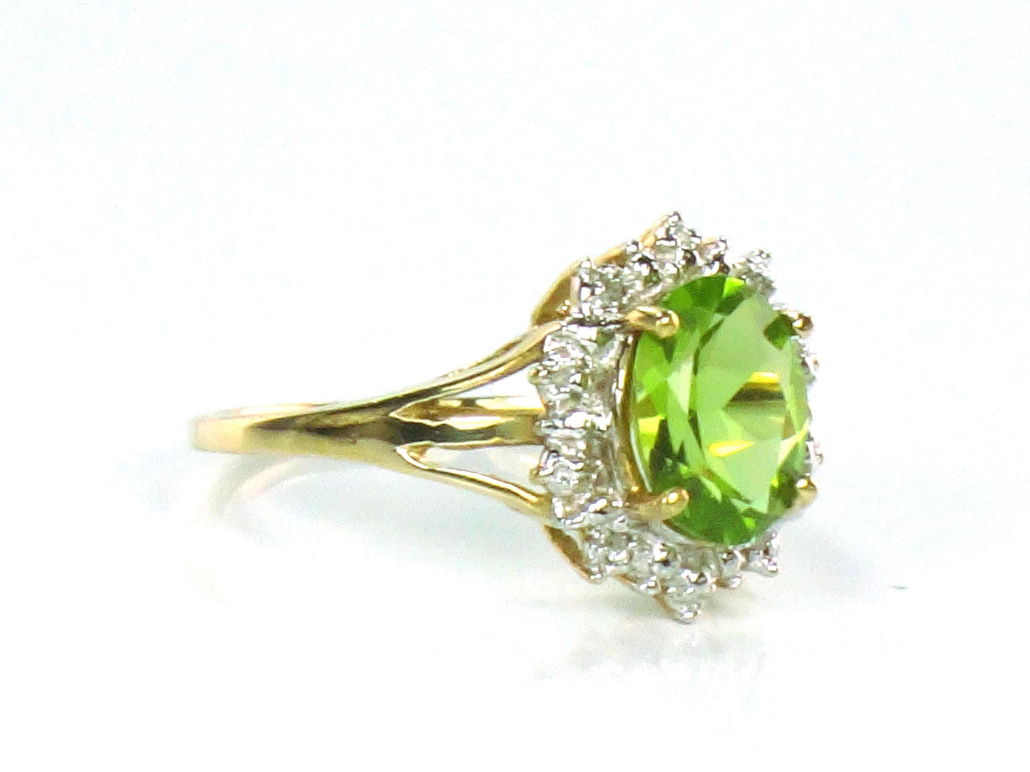 Vintage 10k Yellow Gold Peridot Ring, August Birthstone, Size 7.5