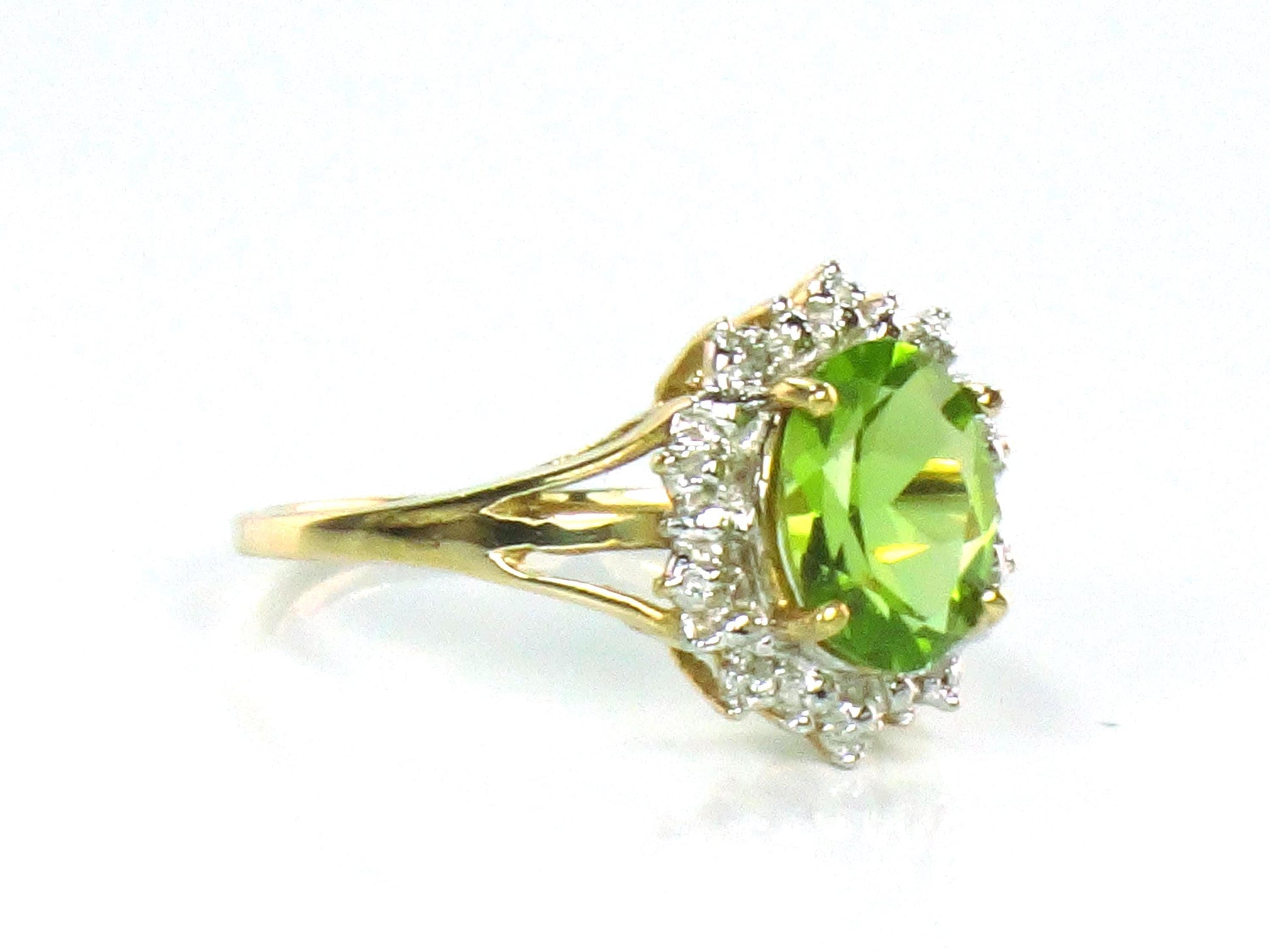 Vintage 10k Yellow Gold Peridot Ring, August Birthstone, Size 7.5