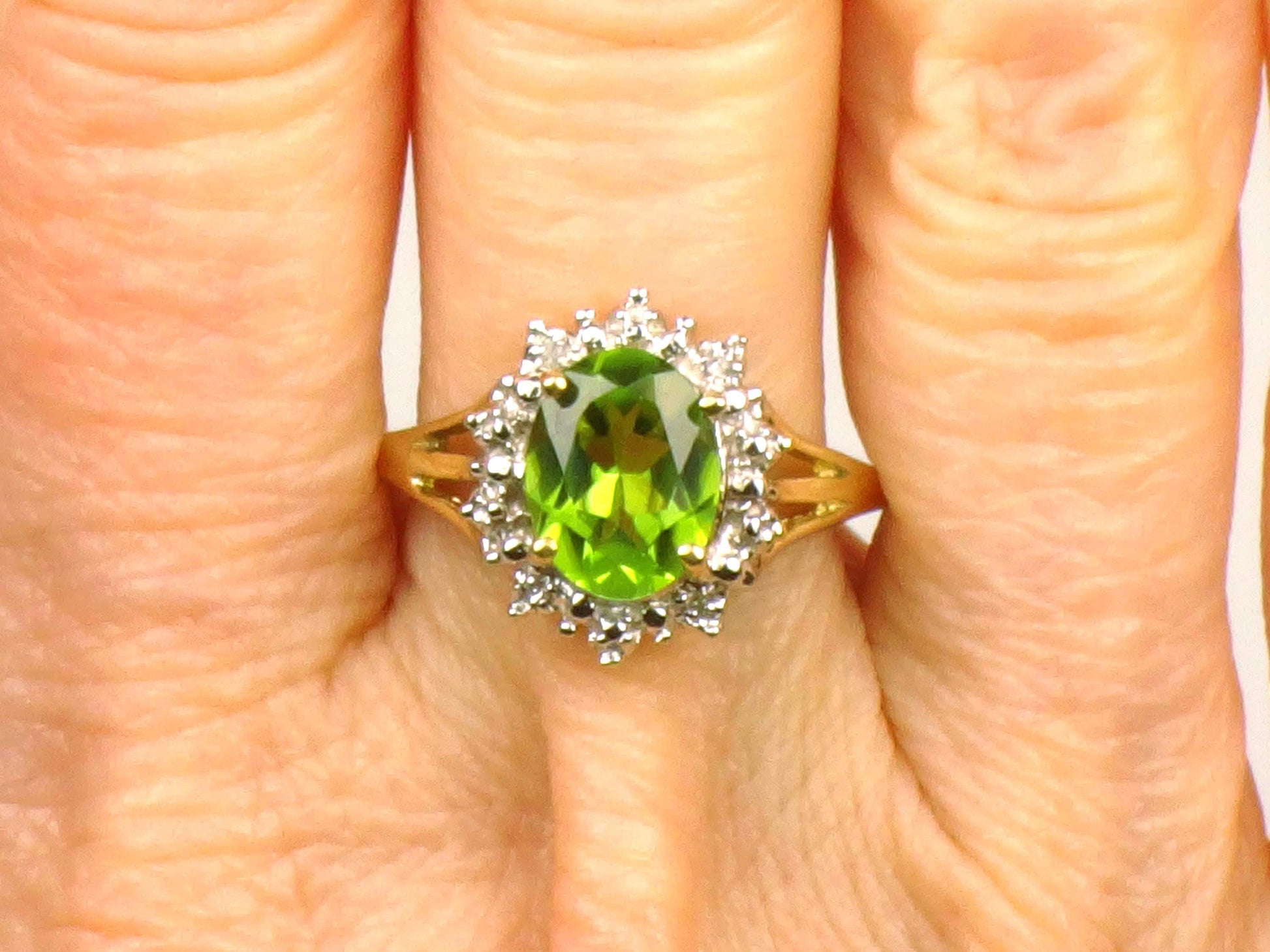 Vintage 10k Yellow Gold Peridot Ring, August Birthstone, Size 7.5