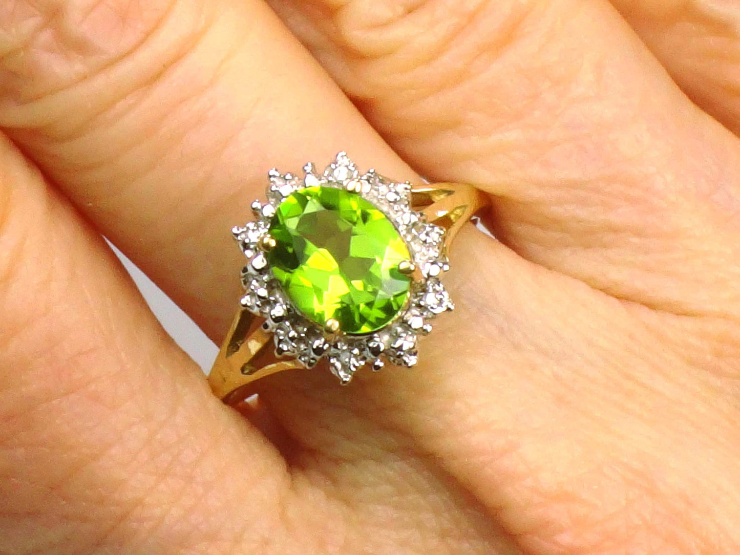 Vintage 10k Yellow Gold Peridot Ring, August Birthstone, Size 7.5