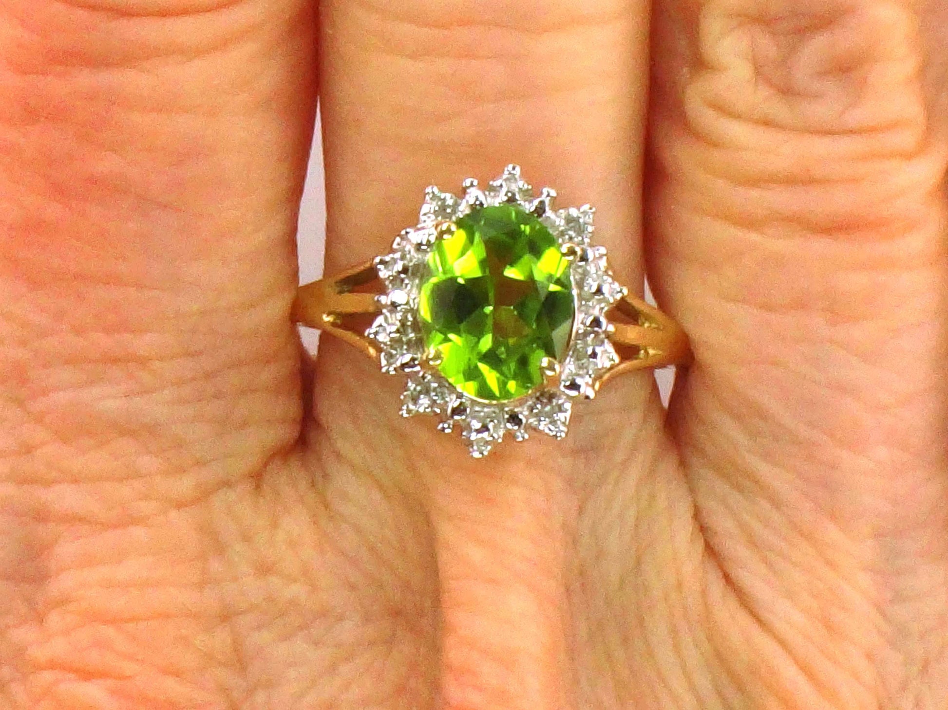 Vintage 10k Yellow Gold Peridot Ring, August Birthstone, Size 7.5