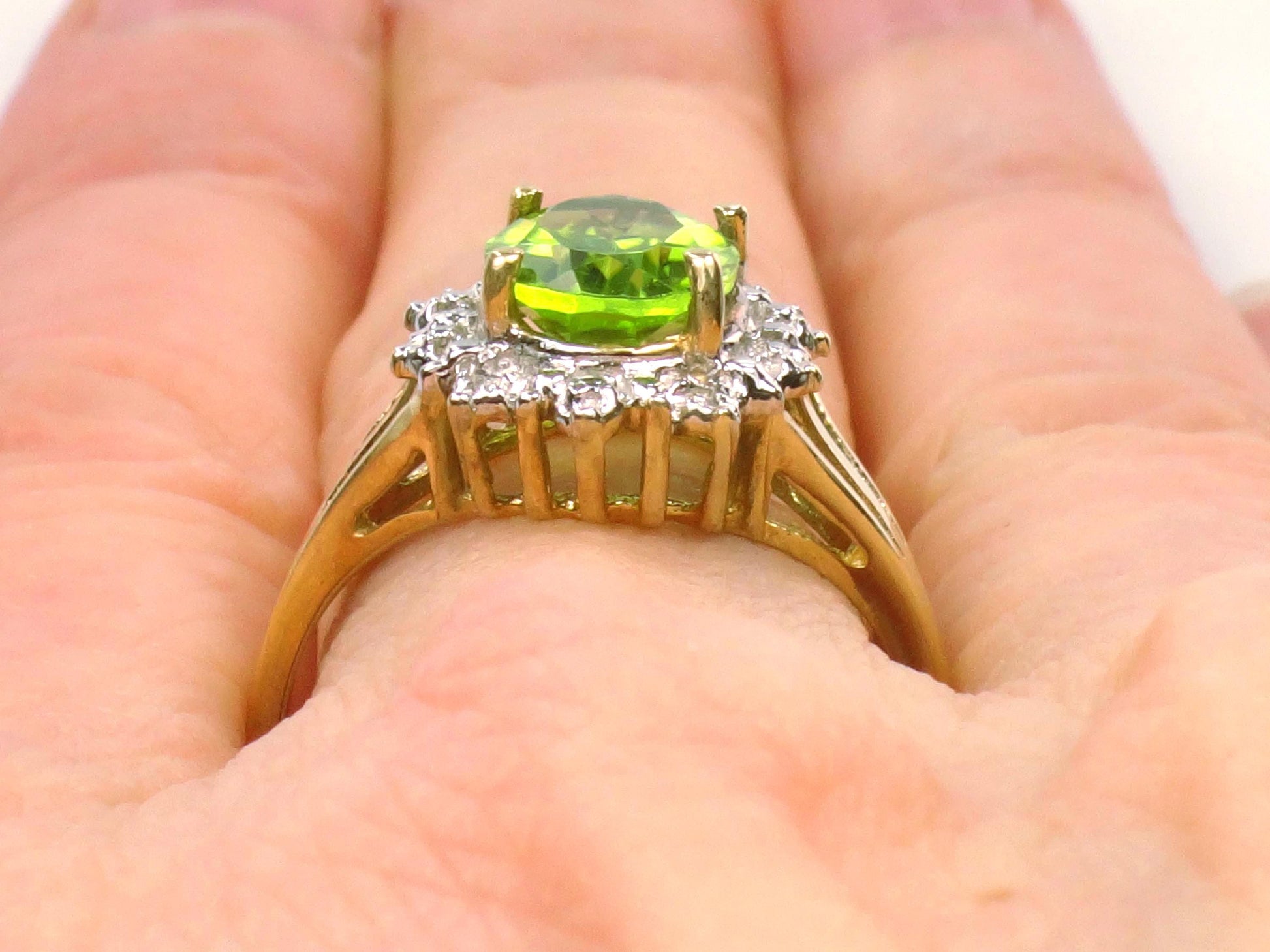 Vintage 10k Yellow Gold Peridot Ring, August Birthstone, Size 7.5