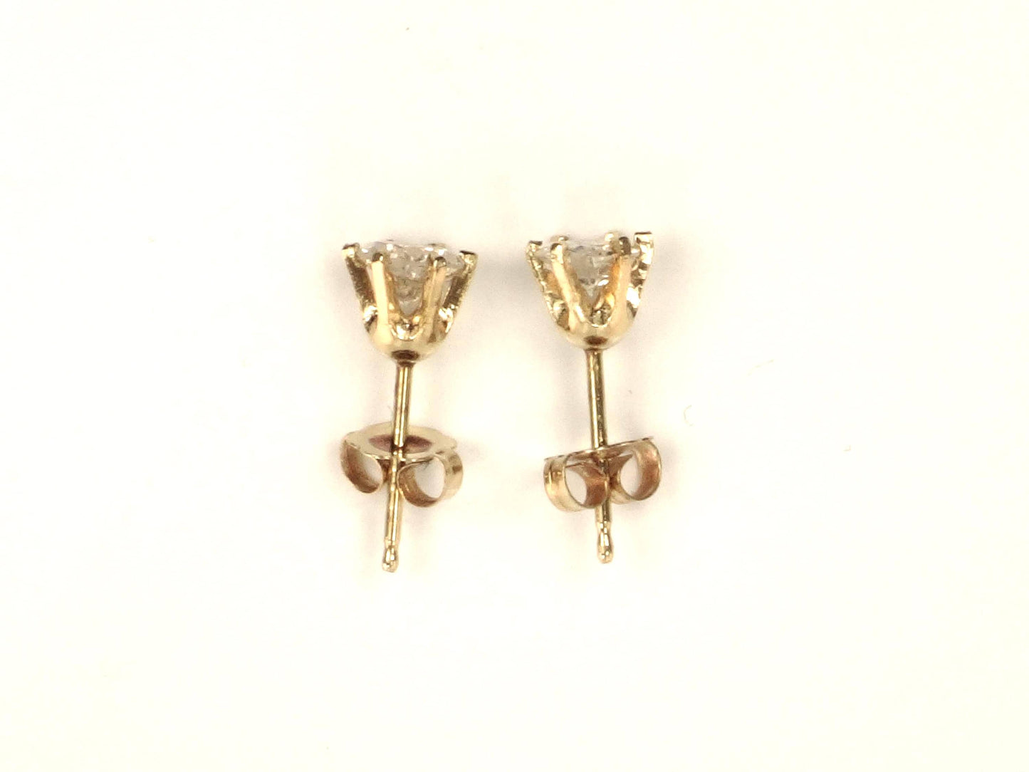 Vintage 14k Yellow Gold Natural Diamond Stud Earrings, .75 TDW