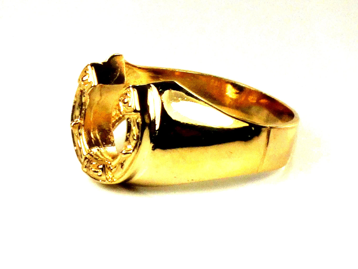 Vintage 14k Yellow Gold Horseshoe Ring for Good Luck, Size 9.25 Unisex