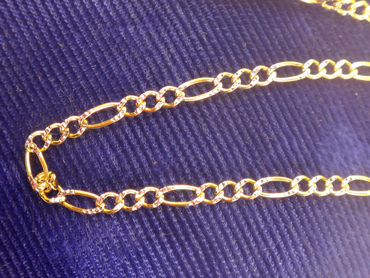 Vintage 14k Gold Figaro Link Chain: Two Tone, 18"