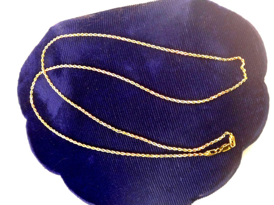 Vintage 14k Tri-Color Solid Gold Rope Chain, 20"