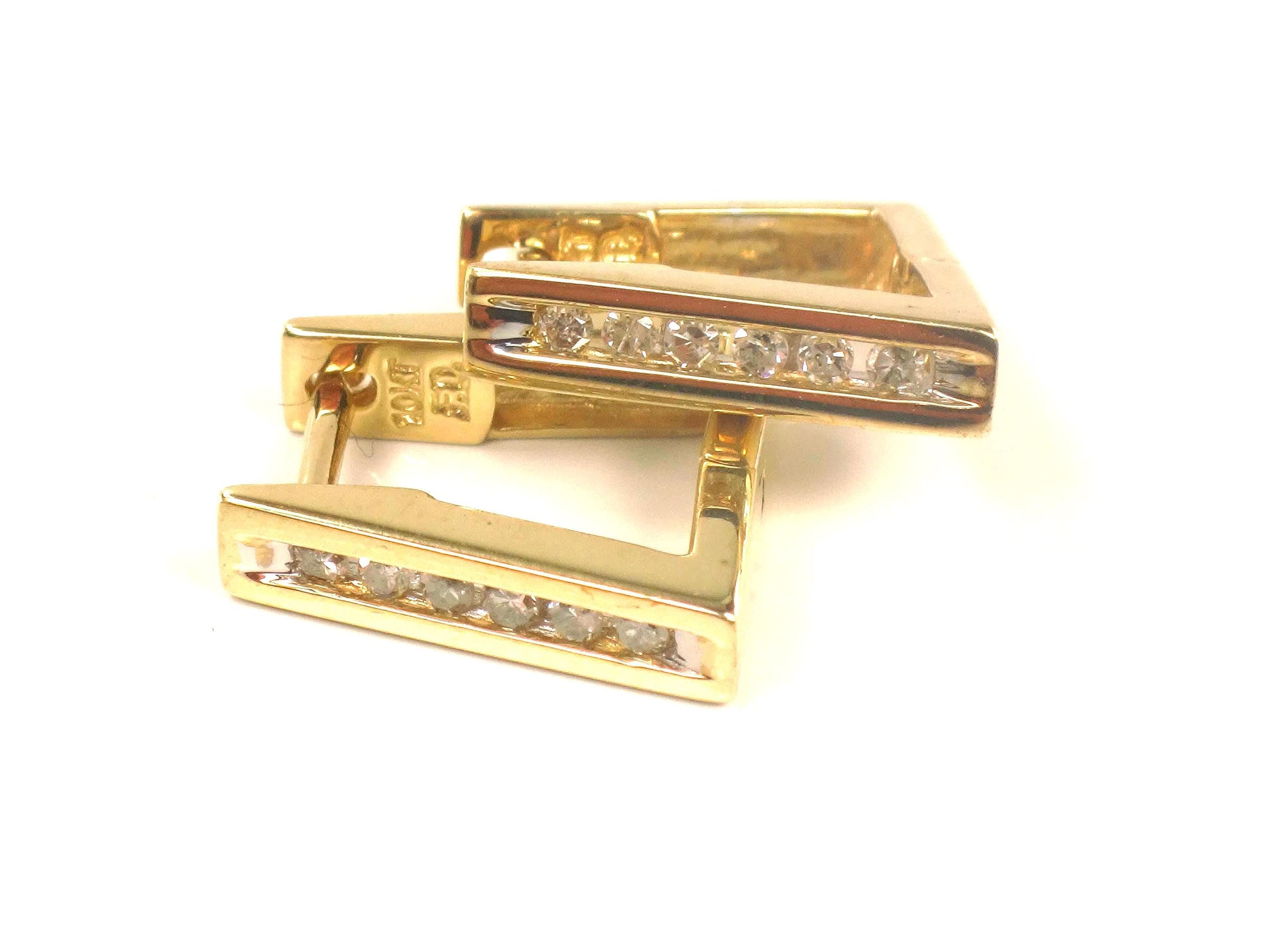 Vintage 10k Yellow Gold Diamond Huggie Style Earrings