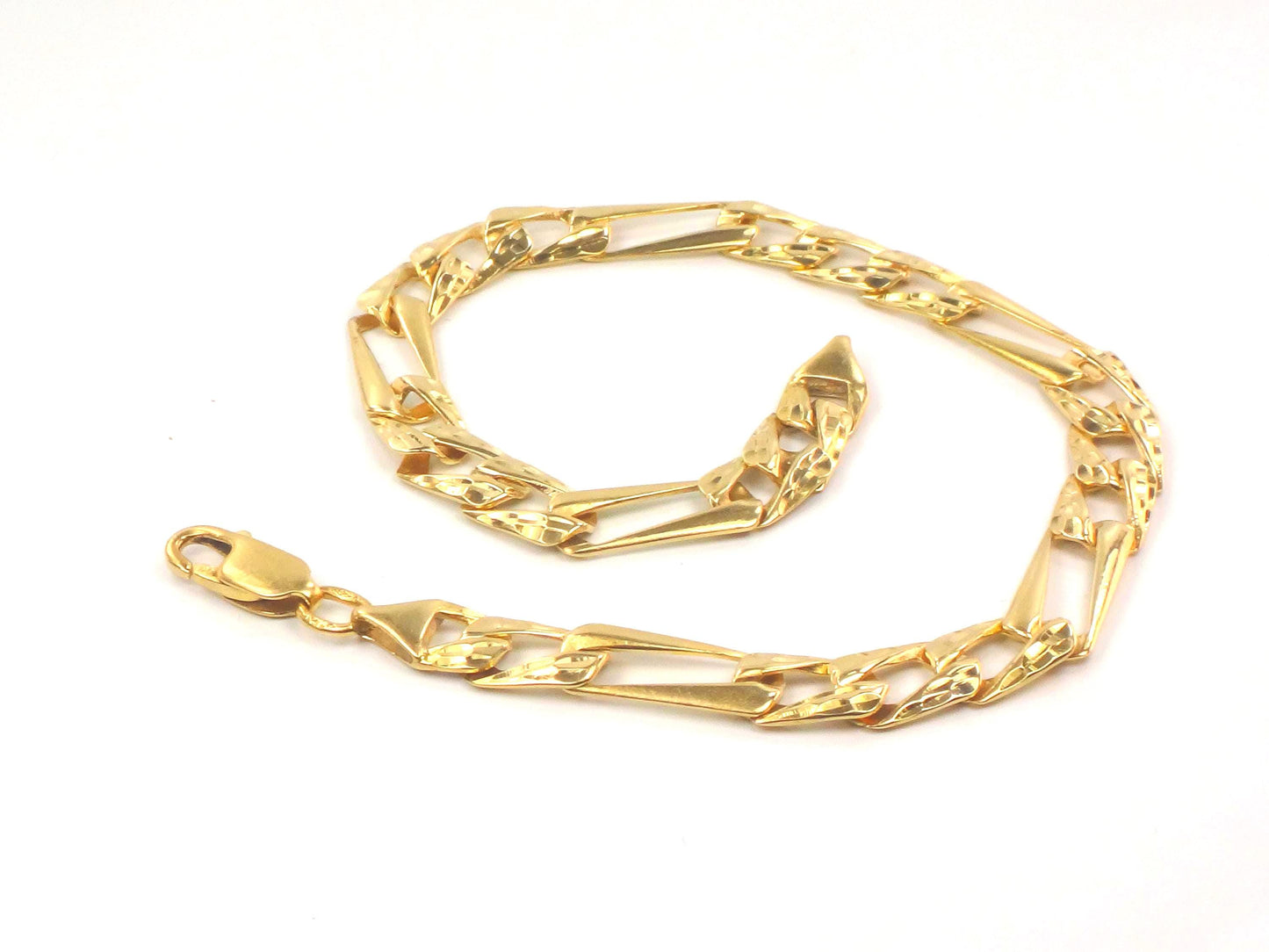Vintage 14k Gold Fancy Figaro Link Bracelet: Men's 8 3/8"