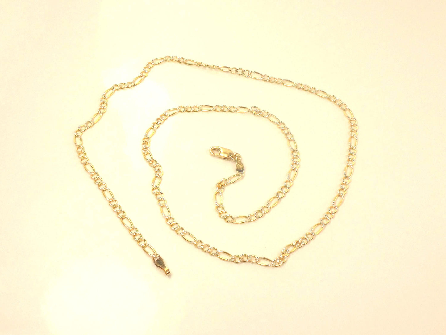 Vintage 14k Gold Figaro Link Chain: Two Tone, 18"