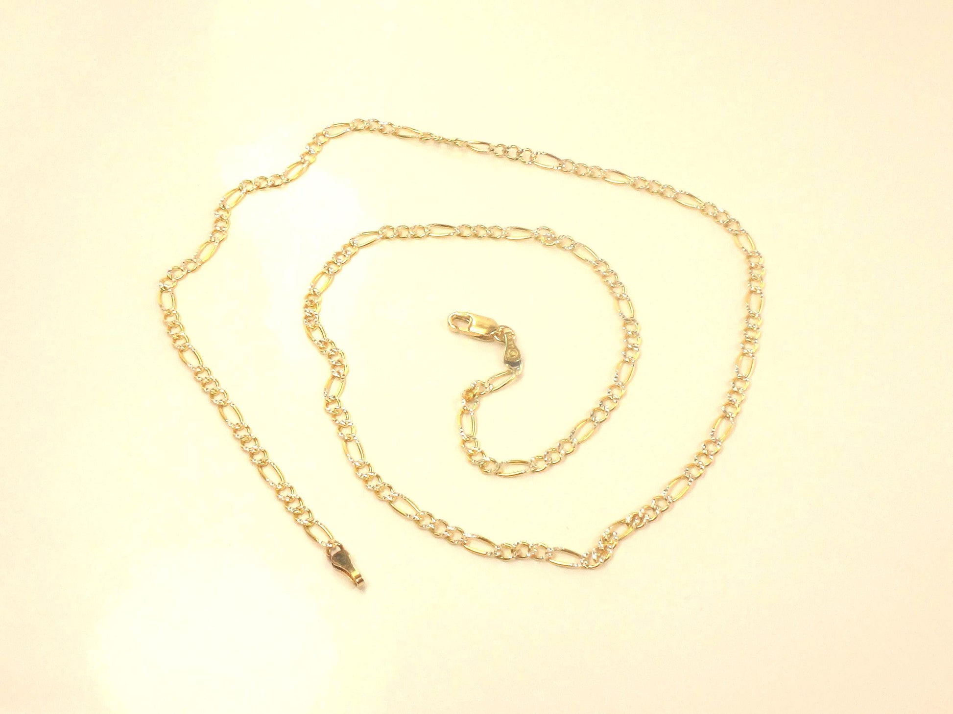 Vintage 14k Gold Figaro Link Chain: Two Tone, 18"