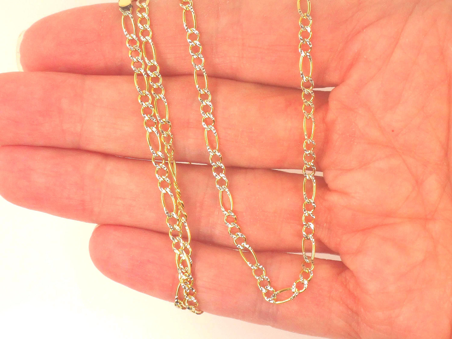 Vintage 14k Gold Figaro Link Chain: Two Tone, 18"