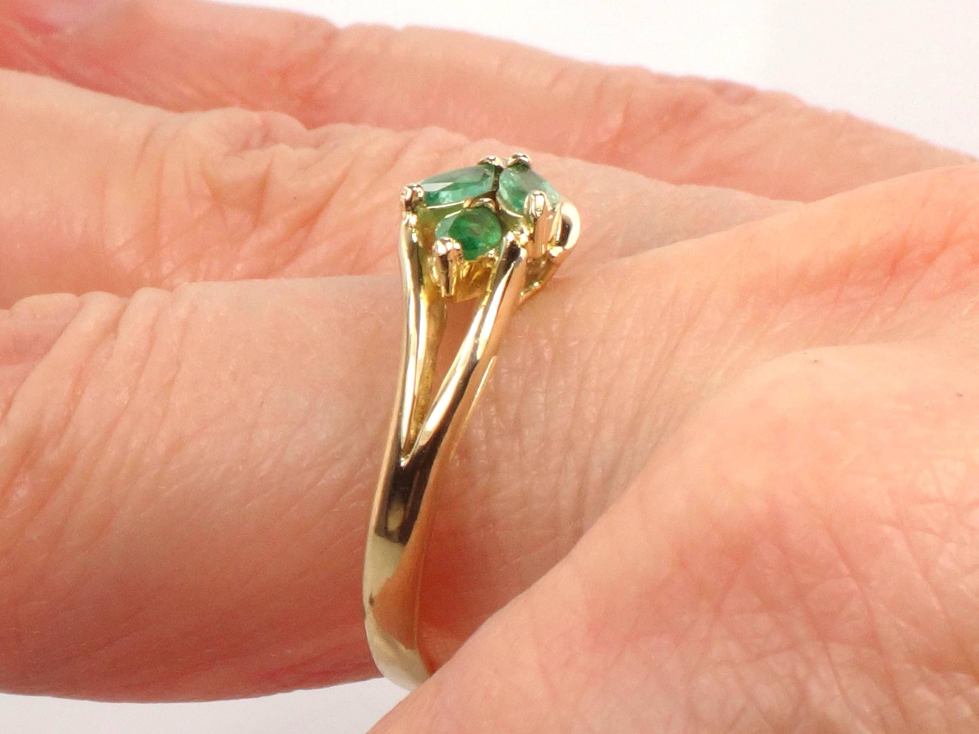 Vintage 14k Yellow Gold Emerald and Diamond Ring, Size 7.5