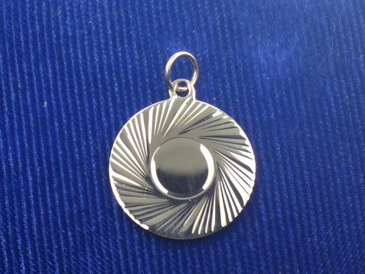 Vintage 14k Engravable Round Disc Pendant, Yellow Gold Circle Charm, Circa 1960's