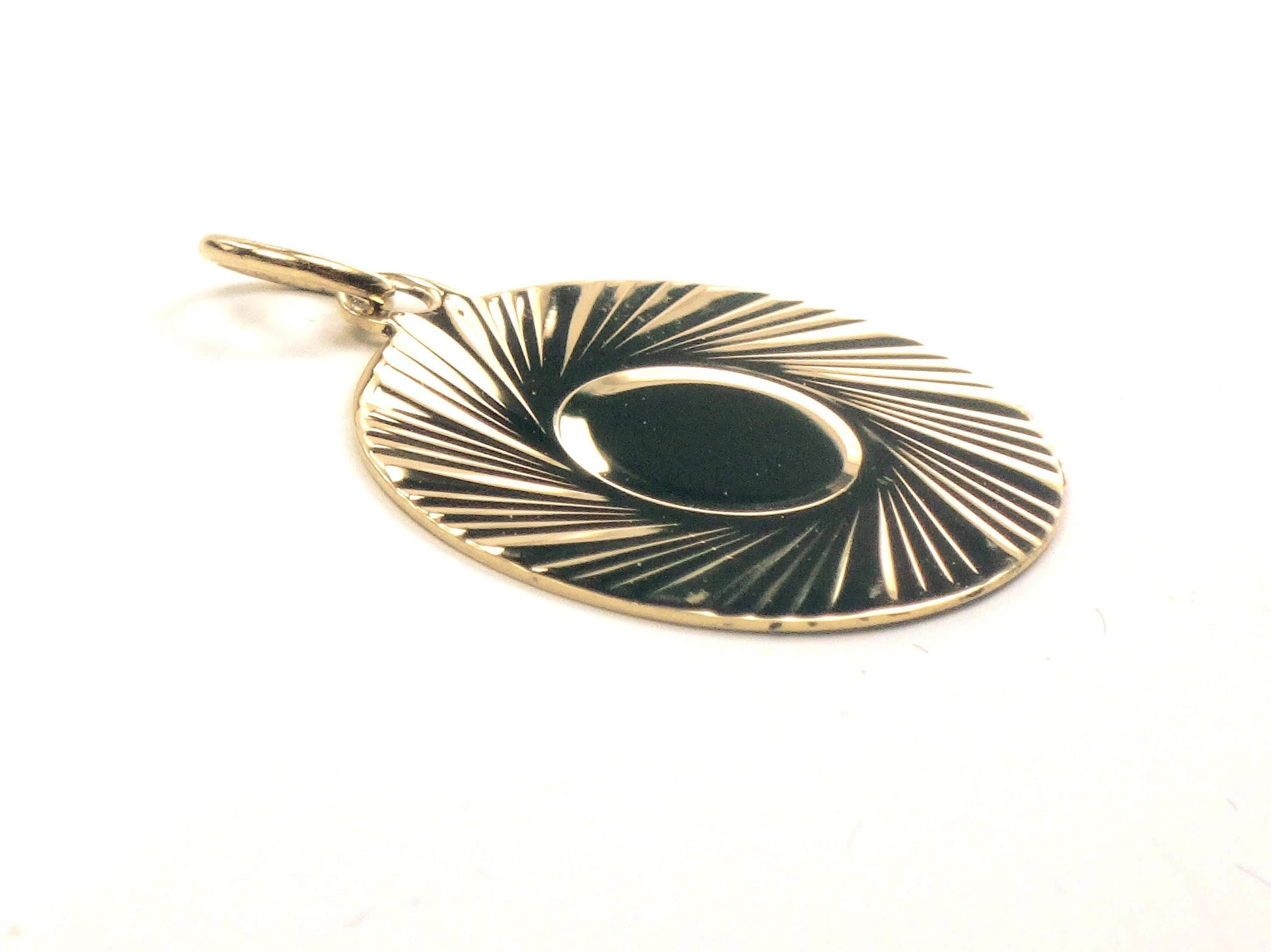 Vintage 14k Engravable Round Disc Pendant, Yellow Gold Circle Charm, Circa 1960's