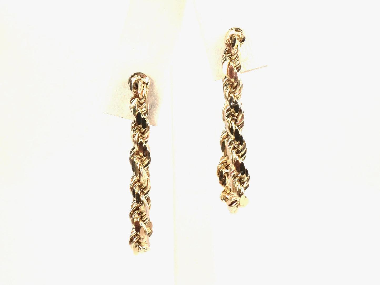 Vintage 14k Yellow Gold Rope Chain Hoop Earrings, Circa 1990s