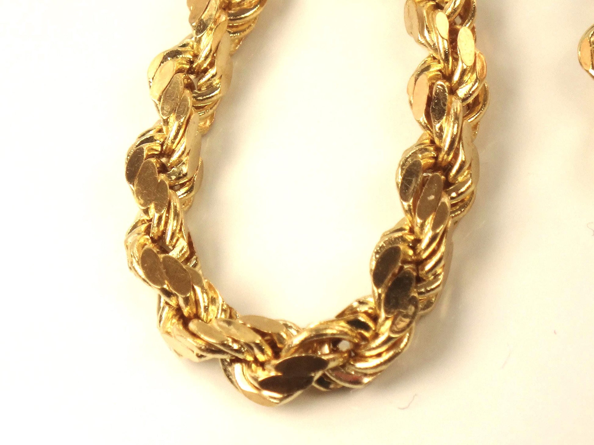 Vintage 14k Yellow Gold Rope Chain Hoop Earrings, Circa 1990s