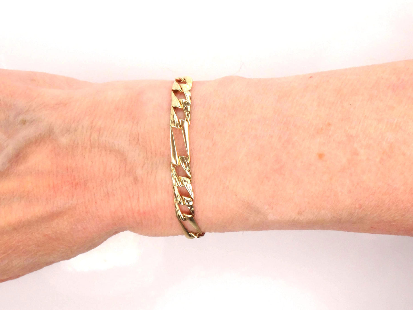 Vintage 14k Gold Fancy Figaro Link Bracelet: Men's 8 3/8"