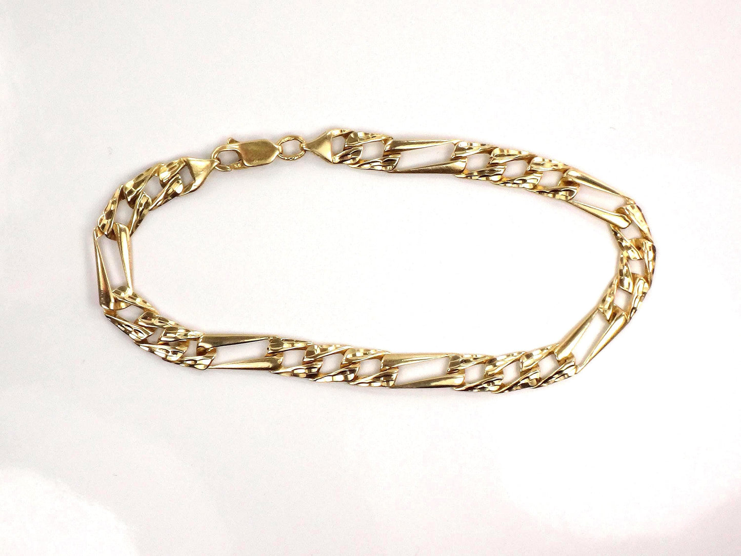 Vintage 14k Gold Fancy Figaro Link Bracelet: Men's 8 3/8"