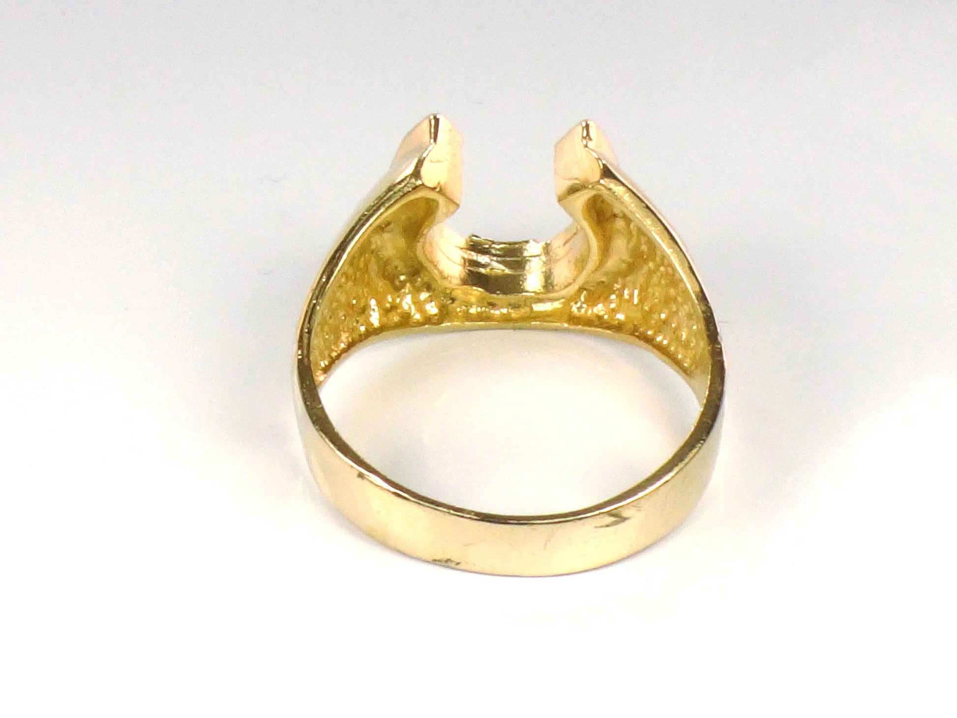 Vintage 14k Yellow Gold Horseshoe Ring for Good Luck, Size 9.25 Unisex