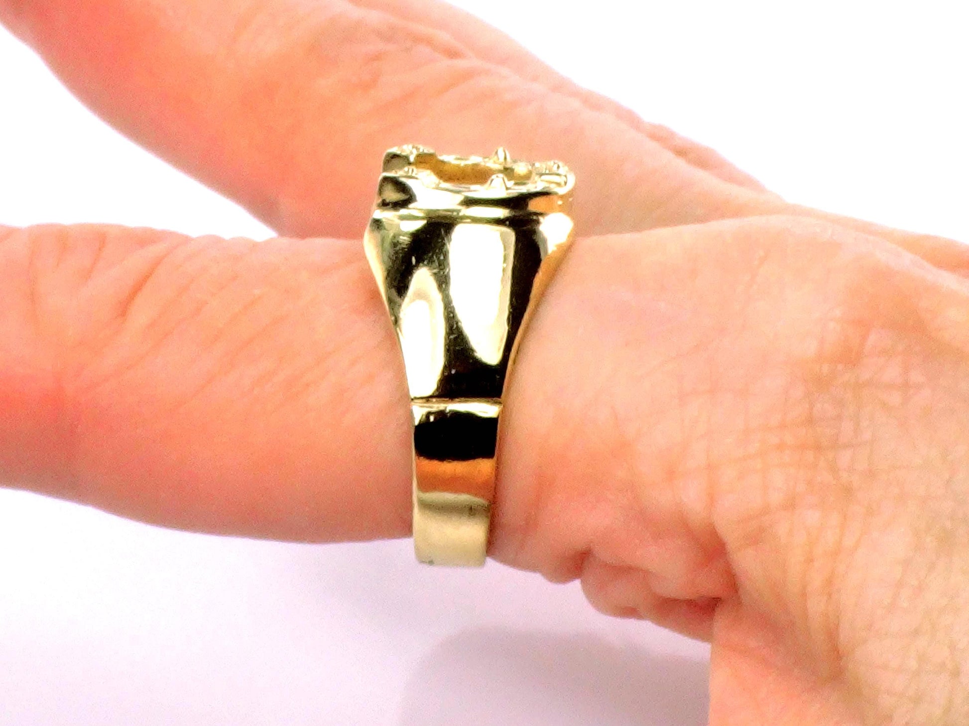 Vintage 14k Yellow Gold Horseshoe Ring for Good Luck, Size 9.25 Unisex