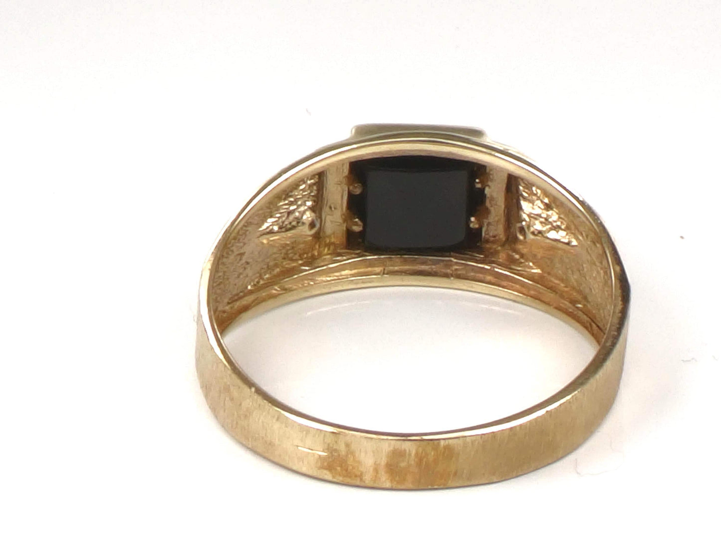 Vintage Men's 10k Yellow Gold Onyx Diamond Ring, Size 10