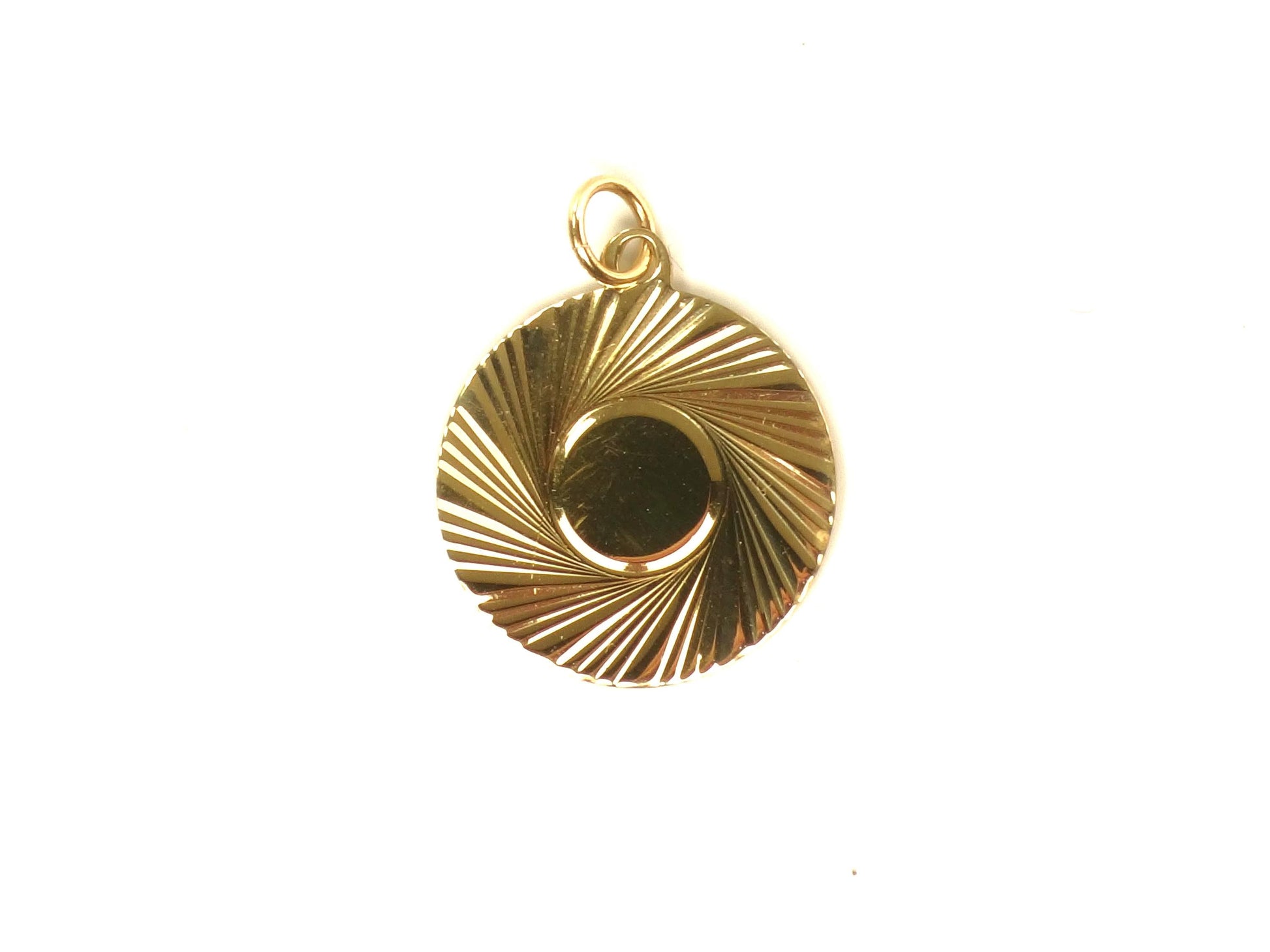 Vintage 14k Engravable Round Disc Pendant, Yellow Gold Circle Charm, Circa 1960's