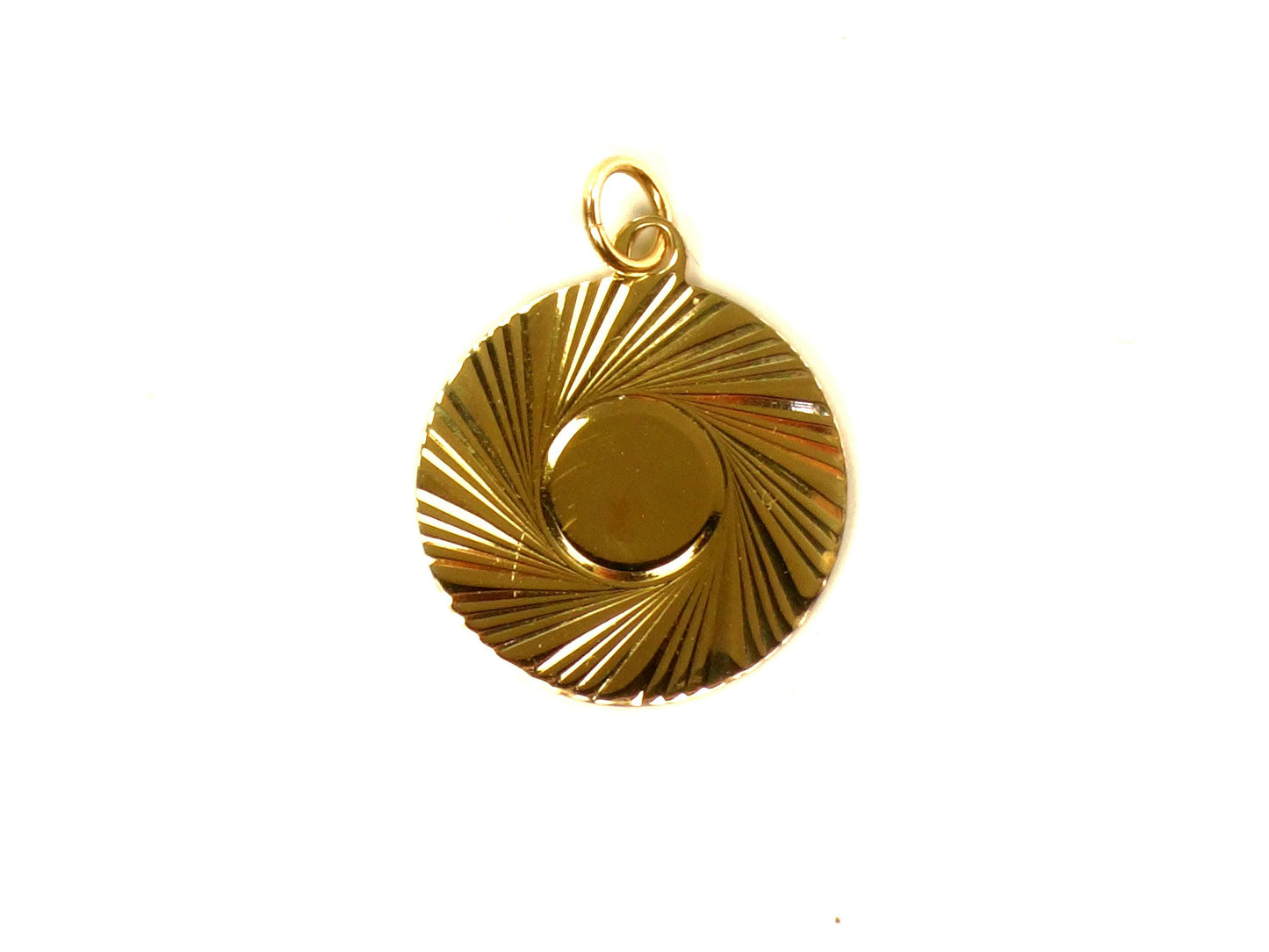 Vintage 14k Engravable Round Disc Pendant, Yellow Gold Circle Charm, Circa 1960's