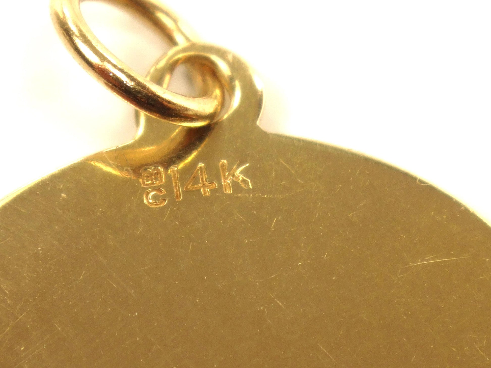 Vintage 14k Engravable Round Disc Pendant, Yellow Gold Circle Charm, Circa 1960's