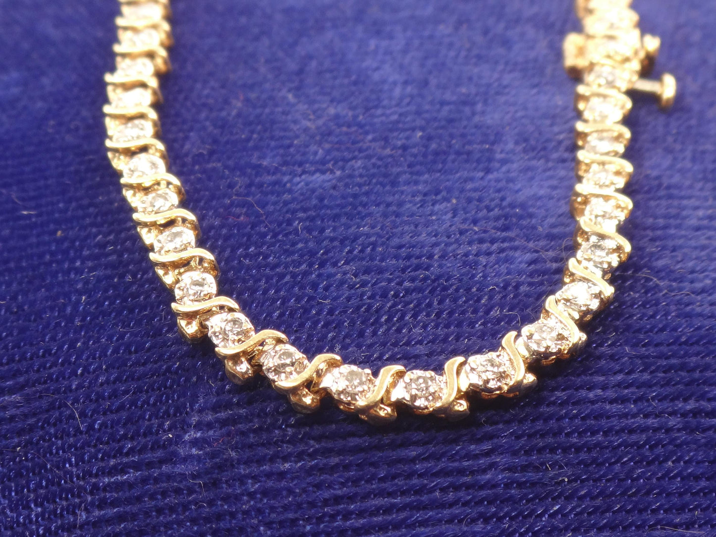 Vintage 14k Yellow Gold Diamond Tennis Bracelet, 7" Everyday Bracelet