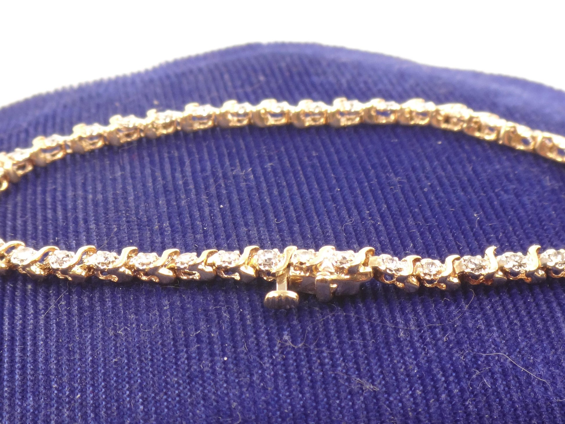 Vintage 14k Yellow Gold Diamond Tennis Bracelet, 7" Everyday Bracelet