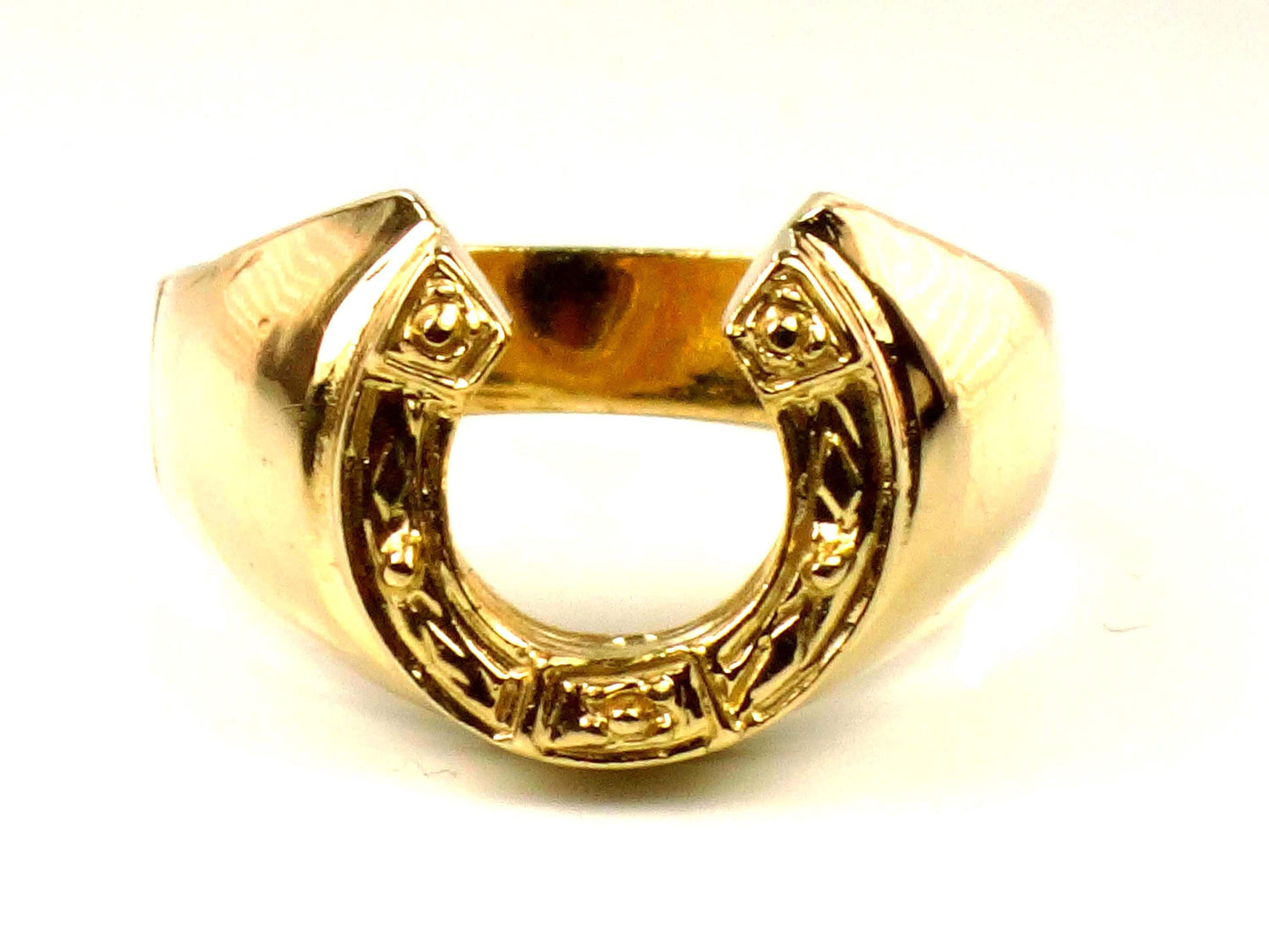Vintage 14k Yellow Gold Horseshoe Ring for Good Luck, Size 9.25 Unisex