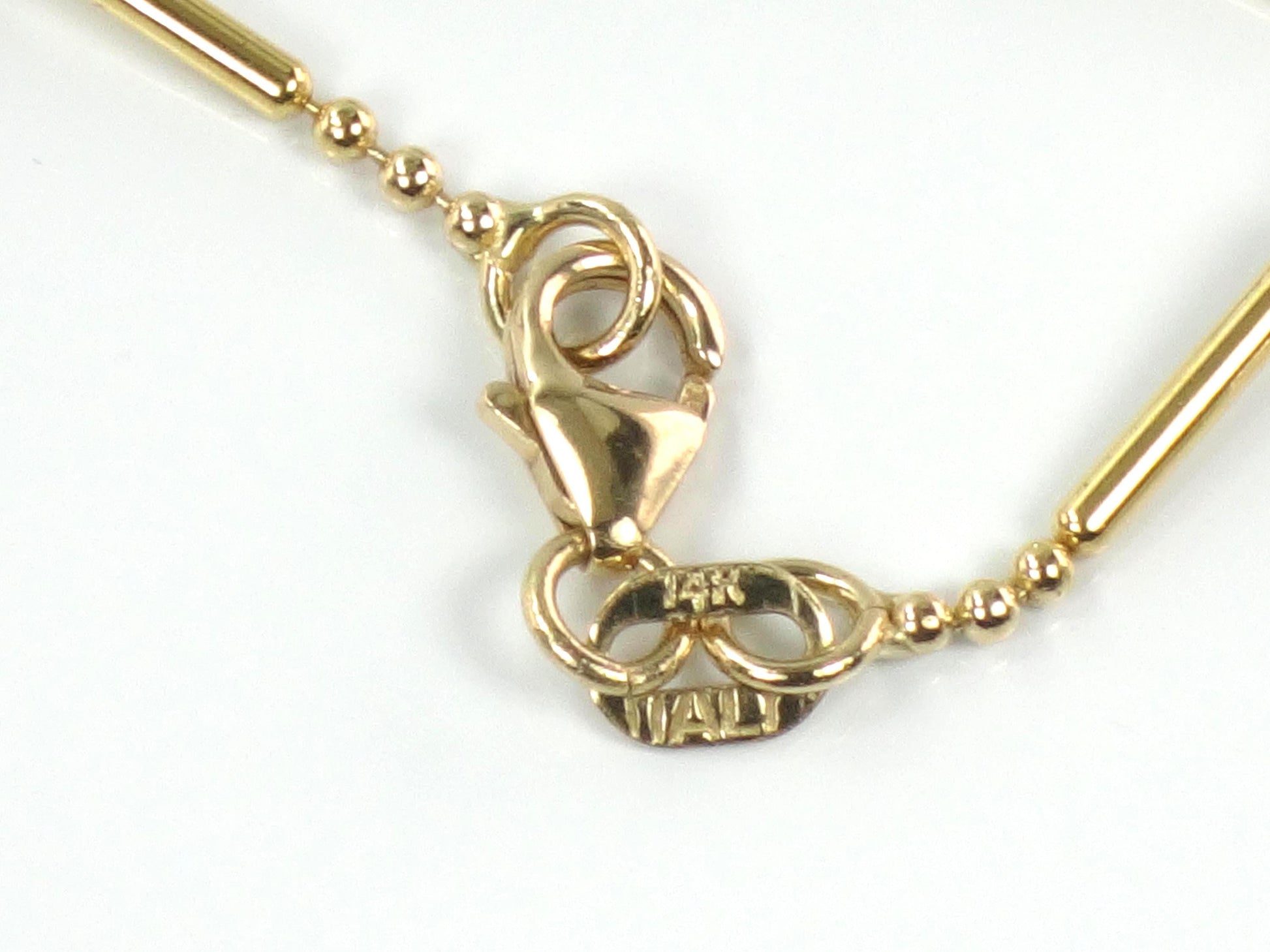 Vintage 14k Two Tone Gold Gold Station Necklace, 24" Ball Chain