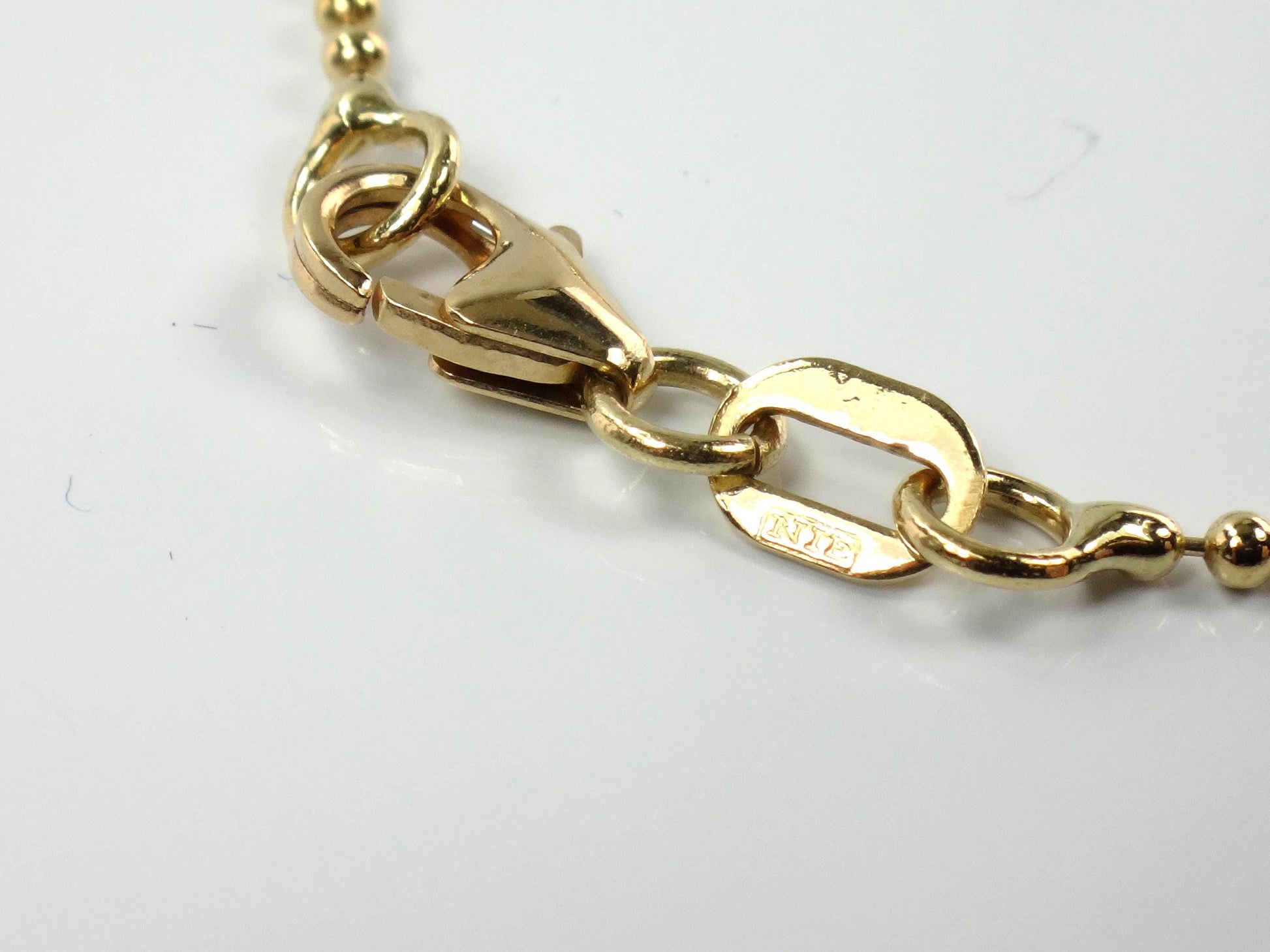 Vintage 14k Two Tone Gold Gold Station Necklace, 24" Ball Chain