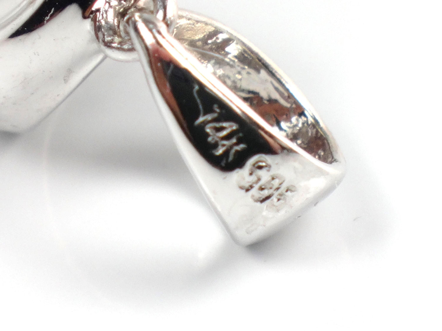 Vintage 14k White Gold Sapphire Diamond Baby Shoe Pendant, Bootie Charm for Mother