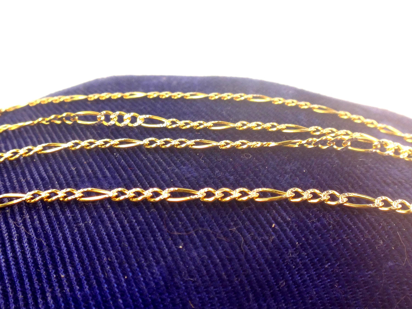 Vintage 14k Gold Figaro Link Chain: Two Tone, 18"