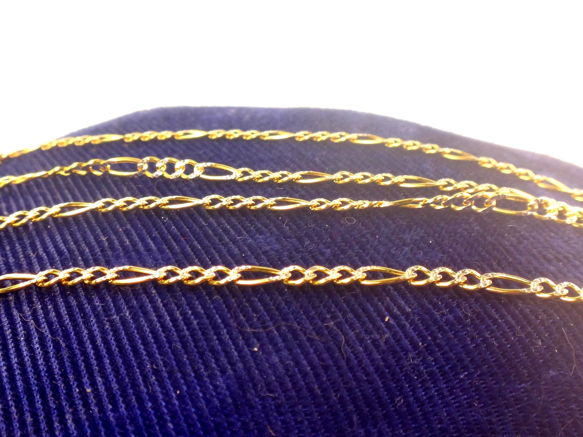 Vintage 14k Gold Figaro Link Chain: Two Tone, 18"