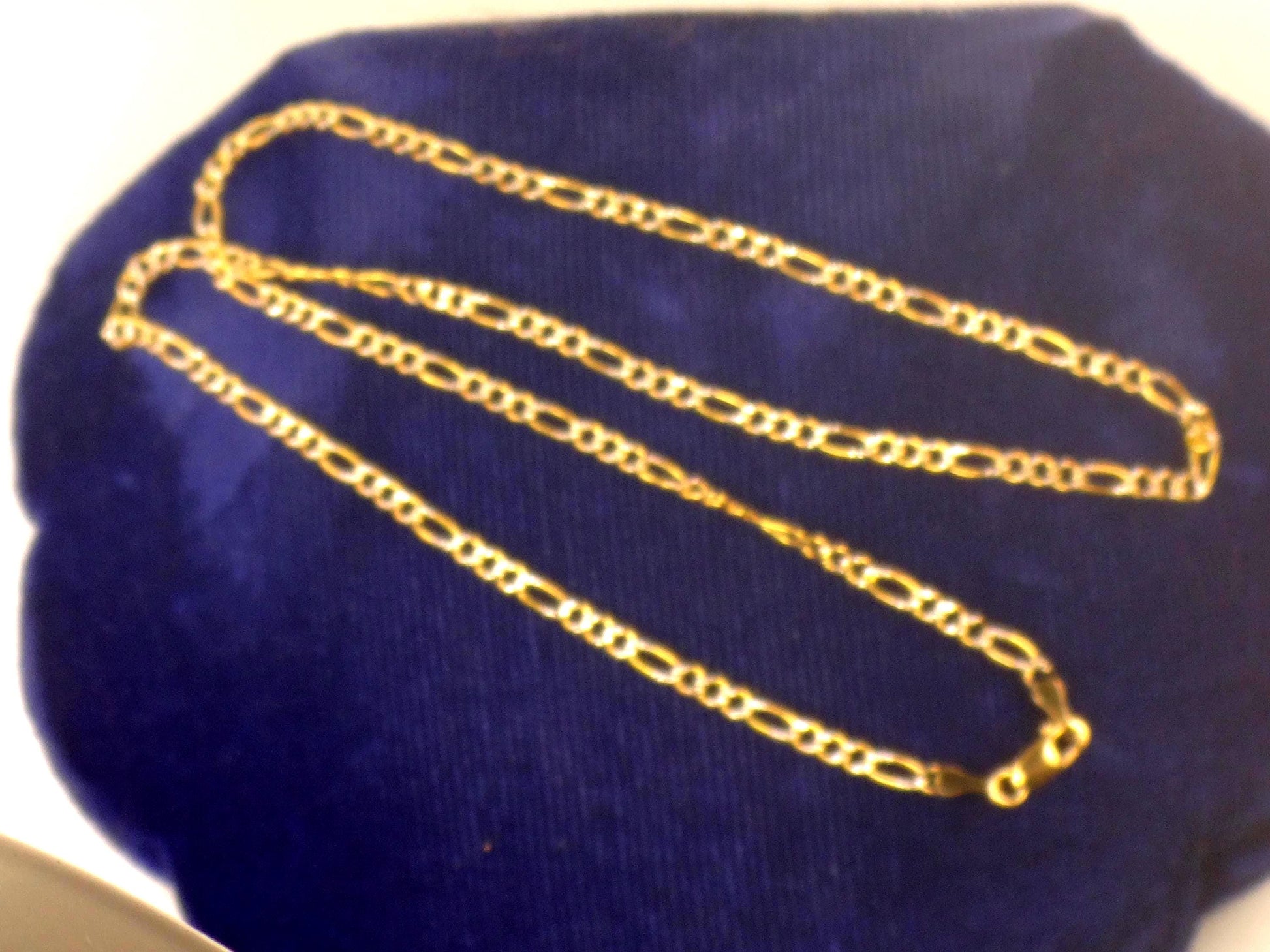 Vintage 14k Gold Figaro Link Chain: Two Tone, 18"
