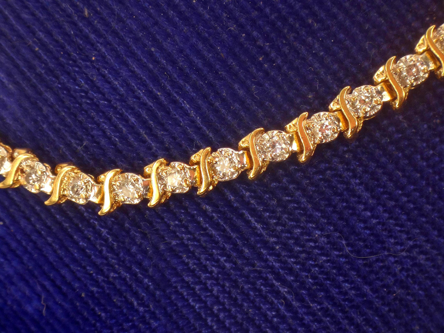 Vintage 14k Yellow Gold Diamond Tennis Bracelet, 7" Everyday Bracelet