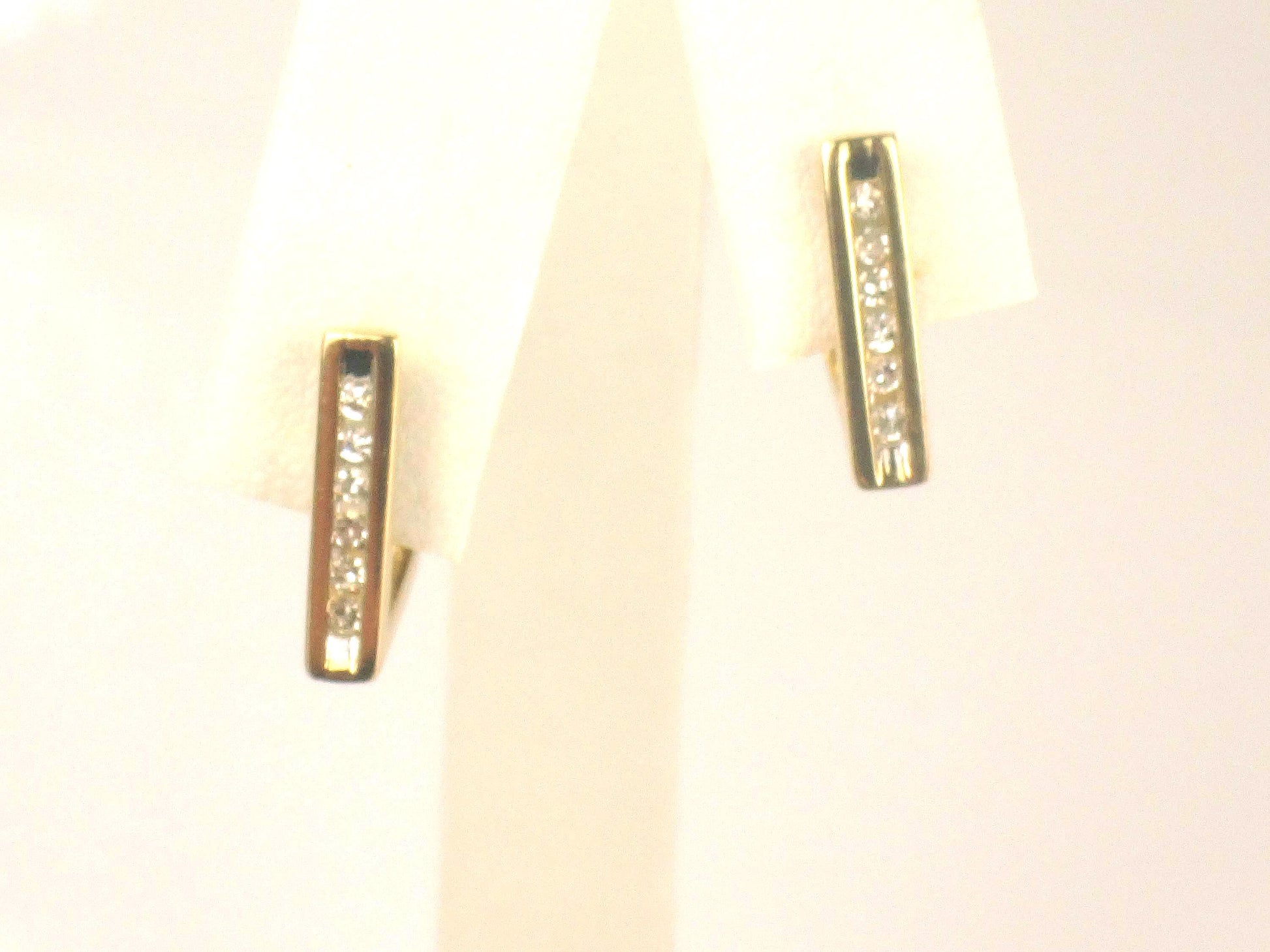 Vintage 10k Yellow Gold Diamond Huggie Style Earrings