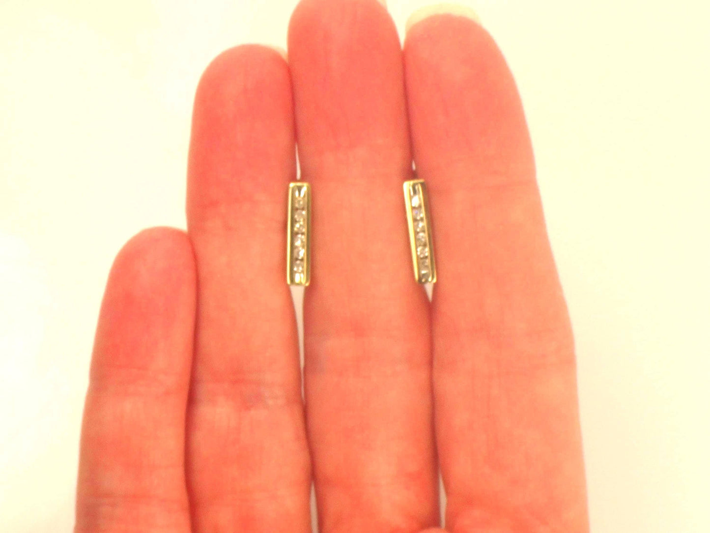 Vintage 10k Yellow Gold Diamond Huggie Style Earrings