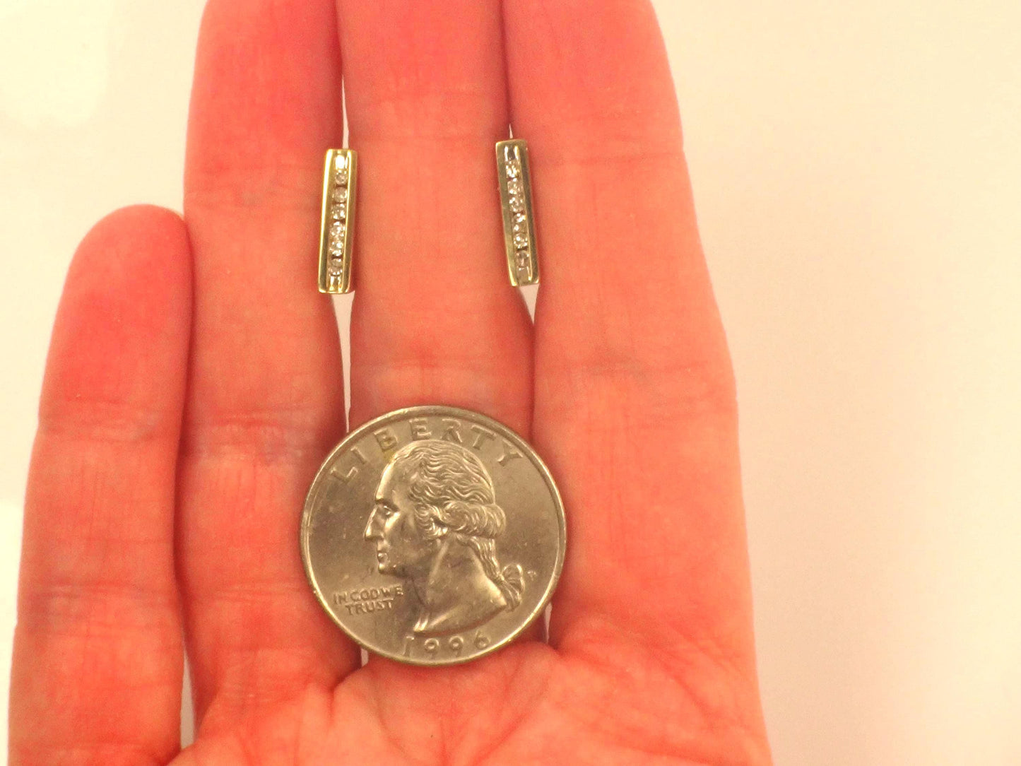 Vintage 10k Yellow Gold Diamond Huggie Style Earrings