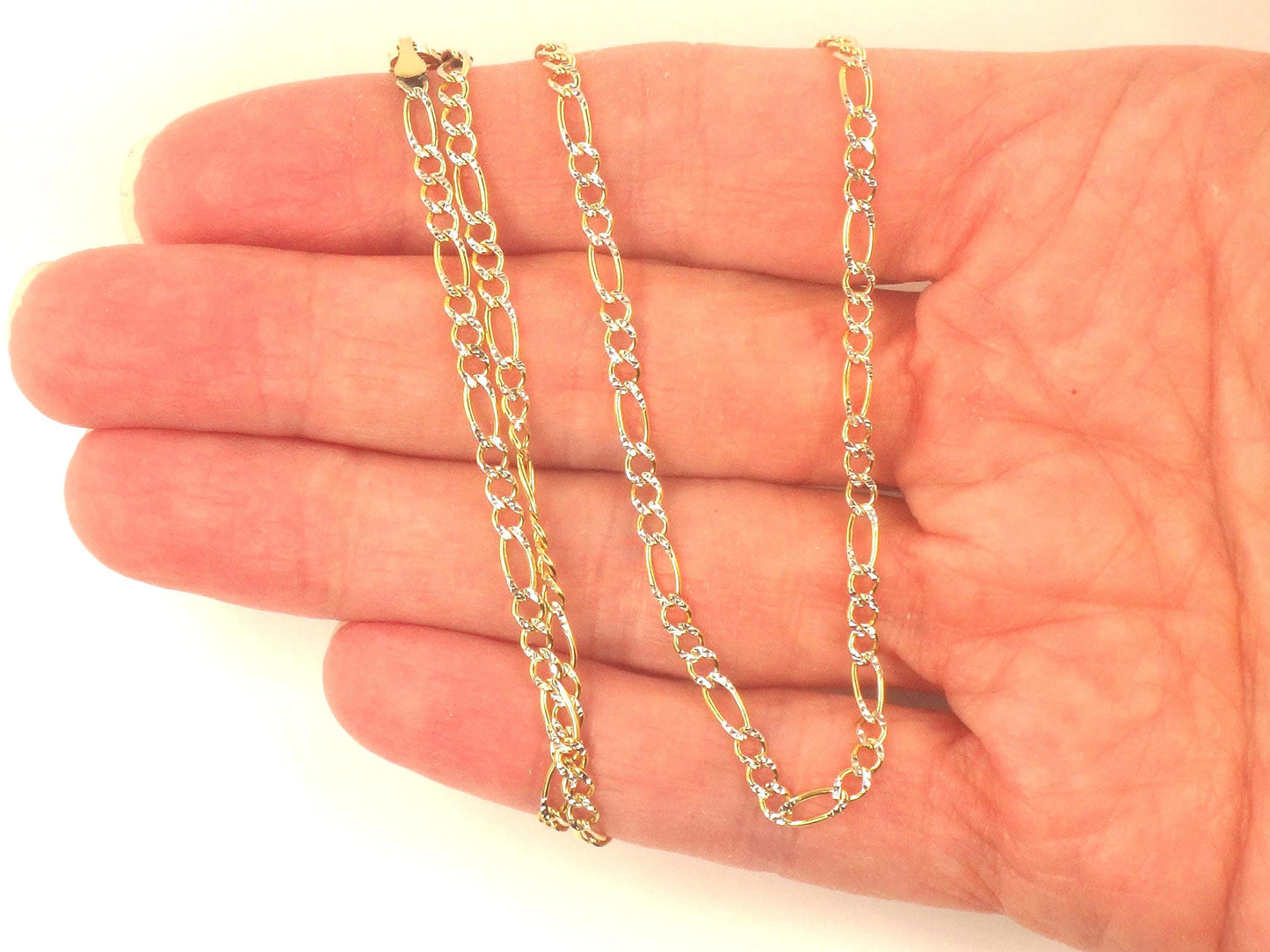 Vintage 14k Gold Figaro Link Chain: Two Tone, 18"